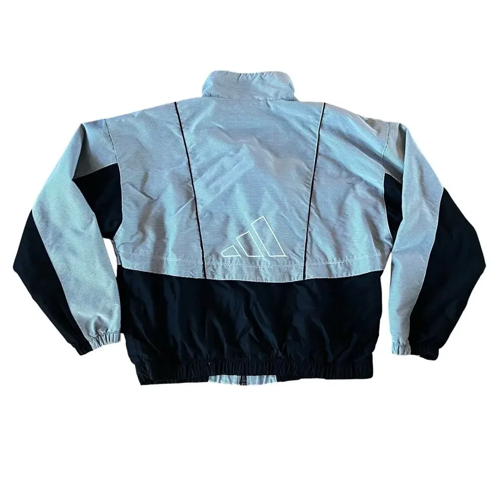 Vintage 90s Adidas Colorblock Windbreaker Jacket - Grey/Black - Large